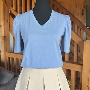 Blue Puff Sleeve Blouse
